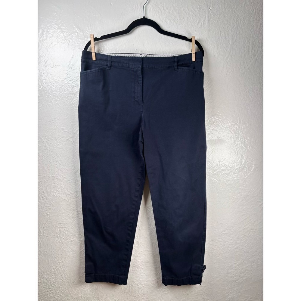 Talbots Perfect‎ Crop Pants 12 Navy Blue Cotton Stretch Coastal Timeless Office